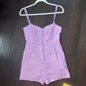 UO Jessie Linen Romper — Lavender